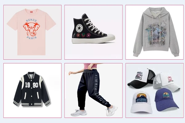 Heat transfer vinyl applications on T-shirts, shoes, hoodies, pants, and caps for custom apparel