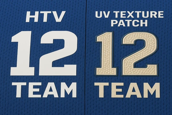 htv vs uv texture patch with texture applied on comparison for premium branding