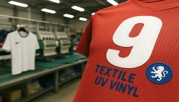 Garment manufacturing facility applying DTF transfers to various textile products